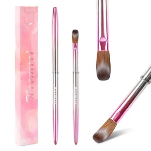 Acrylic Nail Brush Size 12, 100% Pure Kolinsky Nail Art Brush, Sturdy Handle Acrylic Powder Design Tools for Professional Manicure DIY Home Salon (Red and Silver)