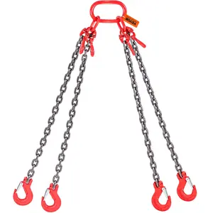 Summervibes VEVOR Chain Sling, 5/16 inch x 5 ft Lifting Chains with Hooks, G80 Engine Chain Hoist Lifts, 11000 lbs/5 Ton Lifting Sling Chains for Engine Hoist, Engine Lift Chain with 4 Leg Grab Hooks & Adjusters, Adjuster Legs, G80 Chain