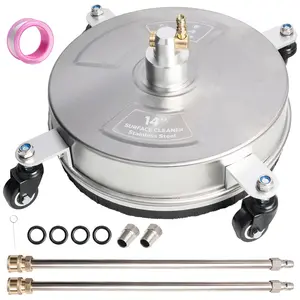 Pressure Washer Surface Cleaner, Stainless Steel Surface Cleaner with 4 Wheels for Driveways, Pathway, Sidewalks, Patios, Decks, with 3/8" Quick Connector Kit Hose Industrial
