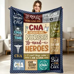 CNA Throw Blanket, Certified Nursing Assistant Gifts for Women, Christmas CNA Week Appreciation Graduation Gift, Soft Warm Flannel Nurse Aide Blanket for Sofa Bedroom Office, Thank You Gift for CNA Workers