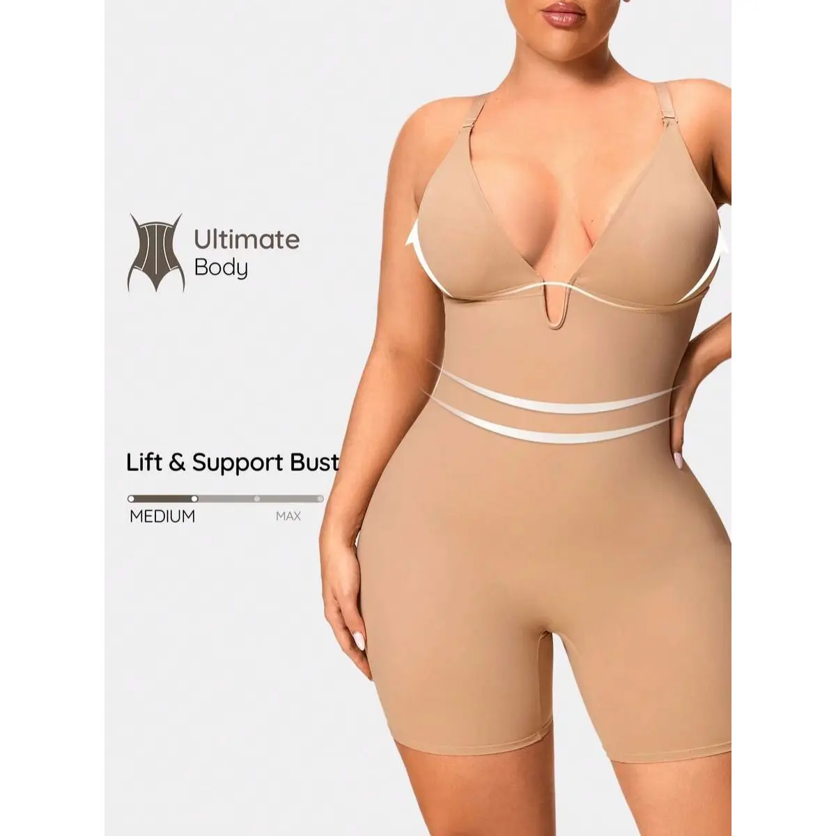 Plus Size Summer Minimalist Solid Color Stretchy V-Neck Jumpsuit