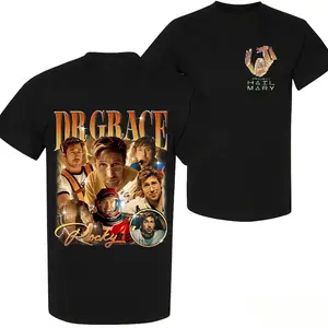100 Percent Cotton Graphic Tee T-Shirt Dr Grace Hail Mary Movie Tribute Design Summer Casual Wear For Fans And Collectors