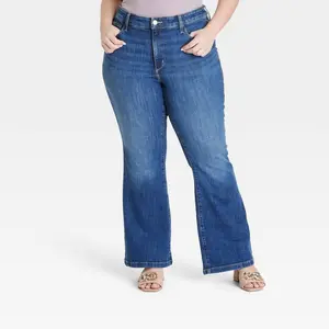 Women's High-Rise Relaxed Flare Jeans - Ava & Viv Dark Wash 24