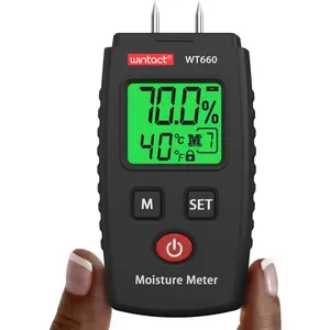 Wood Moisture Meter, Pin Type Leak Detector, Moisture Tester for Lumber, Firewood,,, Paper, Brick, Concrete Building Black