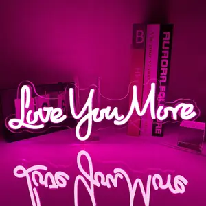 Love You More Neon Light Wall Decor, USB Powered LED Sign for Girl's Bedroom, Wedding Party Birthday Valentine Gift