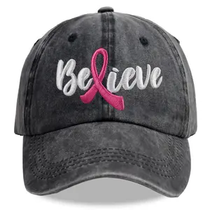 Breast Cancer Gifts for Women, Breast Cancer Awareness Hat, Survive Pink Ribbon Hope Fight Faith Strength Courage Adjustable Cotton Baseball Cap