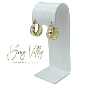 Medium Textured Hoop Earrings | 14K Gold Plated Fashion Earrings