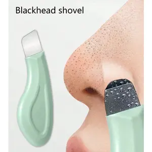 Manual Blackhead Remover Tool, Deep Pore Cleansing Scraper, Acne Extraction, Facial Cleaning Brush, Non-Electric Skincare, Mint Handle