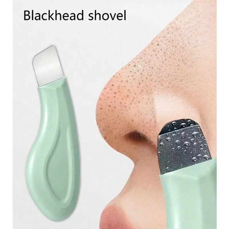 Manual Blackhead Remover Tool, Blackhead Extractor Tool, Blackhead Removal Tools, Deep Pore Cleansing Scraper, Acne Extraction, Facial Cleaning Brush, Non-Electric Skincare, Mint Handle