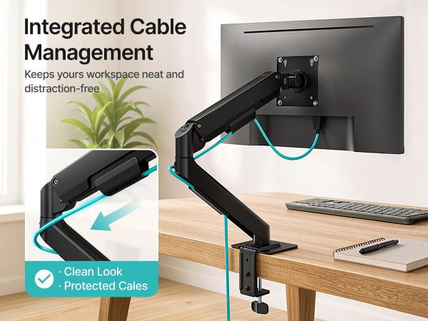 PEGZONE Single & Dual Monitor Arm for Up to 32" / 19.8 lbs Screens Gas Spring Monitor Stand Adjustable Monitor Mount with Clamp and Grommet Base tiktokshopbacktoschool