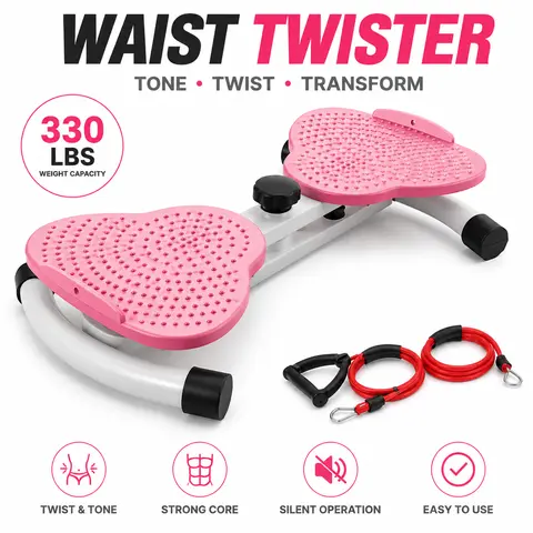 Plastic Waist Twisting Machine with Resistance Band - Ab Trainer Machine, Exercise Equipment, At Home Gym Equipment, Compact Silent Indoor Fitness Tool, Portable Tight-Space Solution