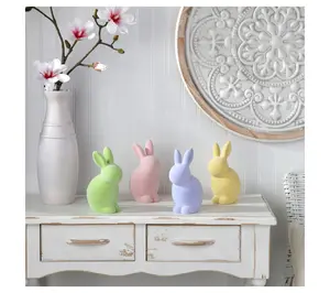 7.5" Flocked Sitting Bunny Set of 4 by Valerie