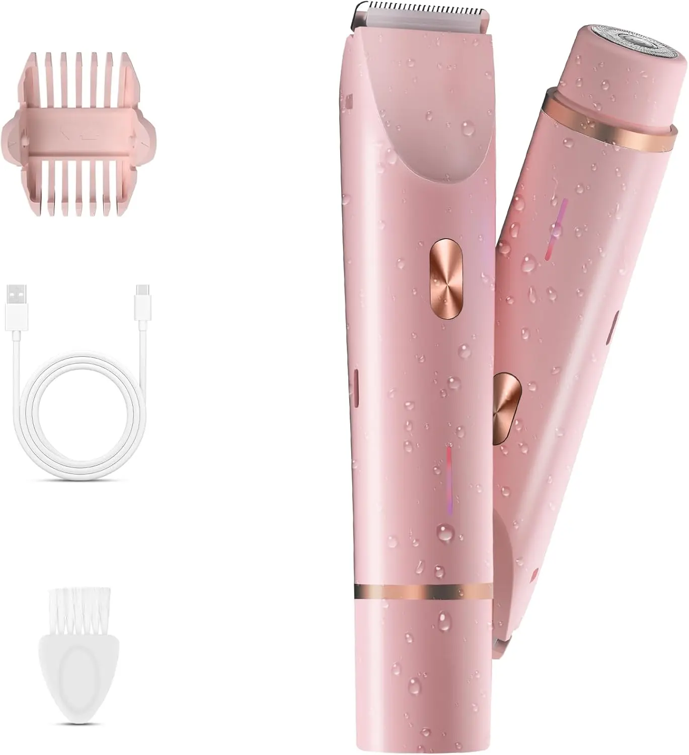 Cordless Rechargeable Bikini Shaver for Women, for Body, Face and Bikini Line Trimming, 2‑in‑1 Waterproof Hair Removal Trimmer, Safe Gentle Grooming Device, Daily Beauty Care Supply