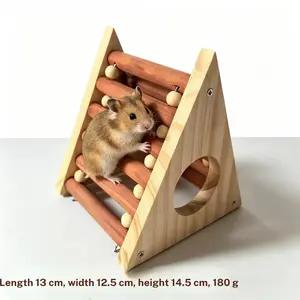 Real Wood Hamster Triangle Climbing Tunnel, Hiding + Gnawing Two-In-One Toy, Non-Disposable Pet Product, Harvested From Pine Tree in China