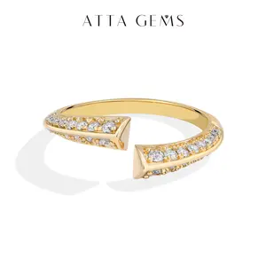 ATTAGEMS Fashion Design Adjustable Ring 1.0-1.8 mm Round Cut Lab-Created Moissanite Ring for Daily  Wear Anniversary Party and Holiday Perfect Jewelry Gifts R331