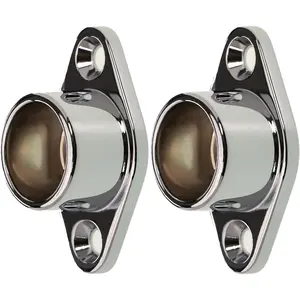 2-Pack Tension Chrome Closet Rod Holders for Wall, Heavy Duty Shower Curtain Rod Brackets, Fits 1" & 1.5" Rods, Deep 0.75" Sleeve Anti-Fall Flange Set, Rustproof Wardrobe Pole End Supports