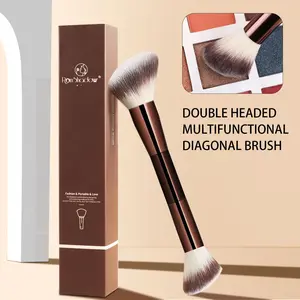 Double-ended makeup brush, multi-function makeup brush, loose powder brush, liquid blush brush, beauty brush, cosmetics, blending brush, contour brush, highlighter brush, Two Way Brush