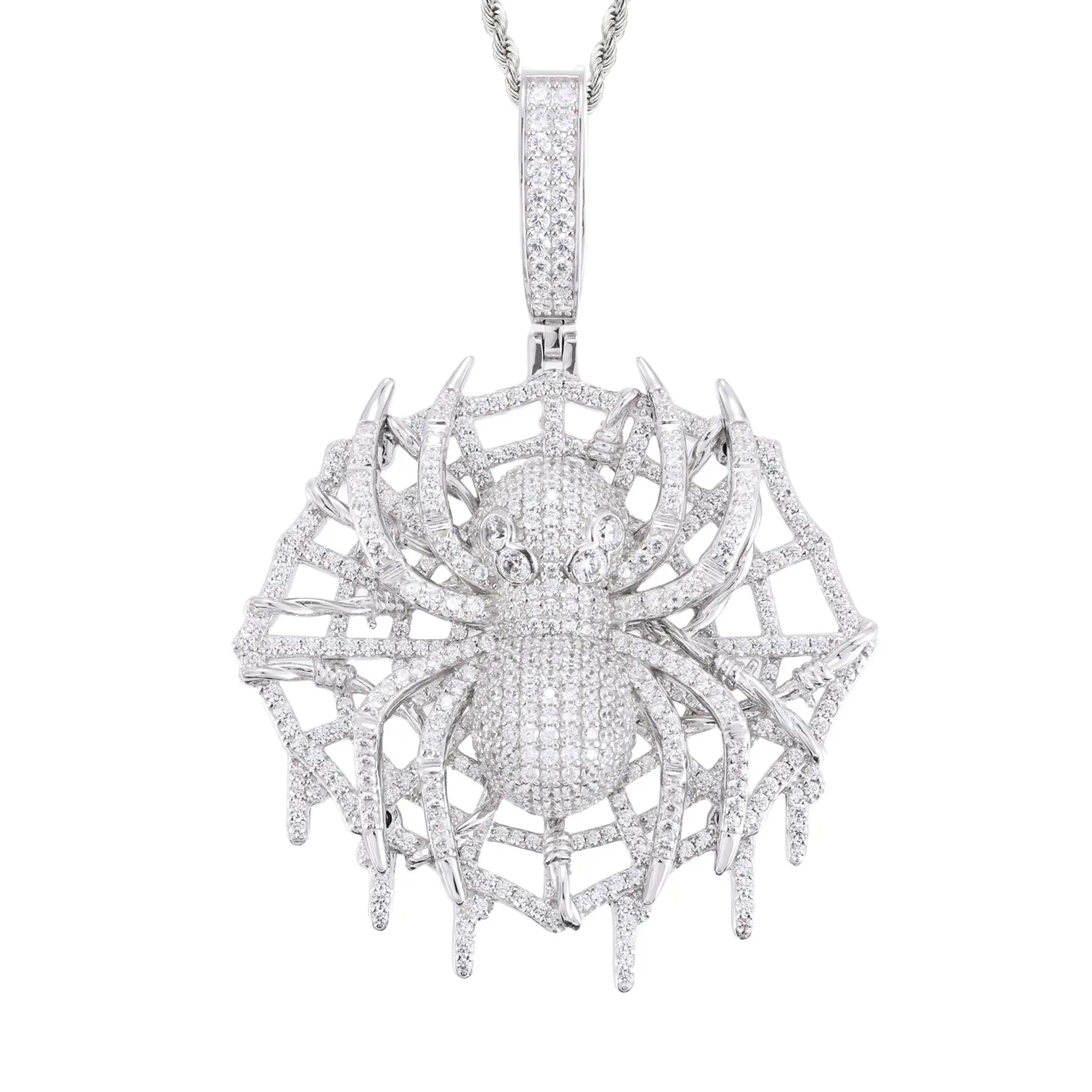 UCCIYO Spider Web Pendant P781 UCCIYO Lab-Created Moissanite S925 Sterling Silver Moissanite Pendant Necklace For Women Men Hip Hop Jewelry Gift【#P781】