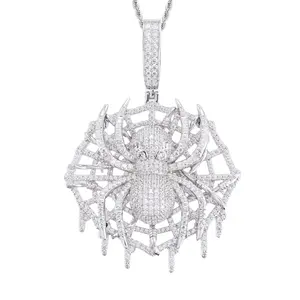 【#P781】Spider web pendant UCCIYO Lab-Created Moissanite S925 Sterling Silver Moissanite Pendant Necklace For Women Men Hip Hop Jewelry Gift