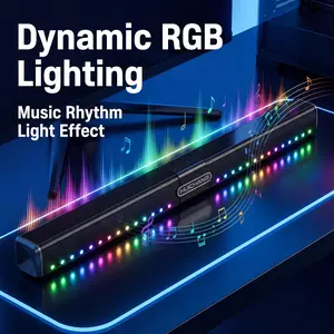 HUICHANG 10-Speaker RGB Soundbar - WirelessBluetooth 5.3 Slim 34.6" Design, Deep 9D Bass, TWSStereo, Piano Black Finish, AUX/USB/Coaxial Inputs,Perfect for Home Theater, TV, Gaming & PartySmartphone Audio, Black Friday, gifts, New Year's Party