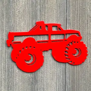 Lifted Truck Metal Sign Cutout - Monster Truck Powder Coated Metal Sign - Bold Design for Car Enthusiasts- Great For Kids Room