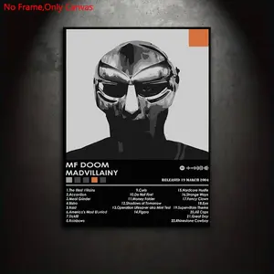 1 piece/set of frameless canvas painting print poster, Unframed Art Print, classic realistic art, rap music album Madvillainy, perfect gift for hip-hop culture lovers, ideal gift for bedroom, mural, wall decoration, room decoration, Modern Home Decor