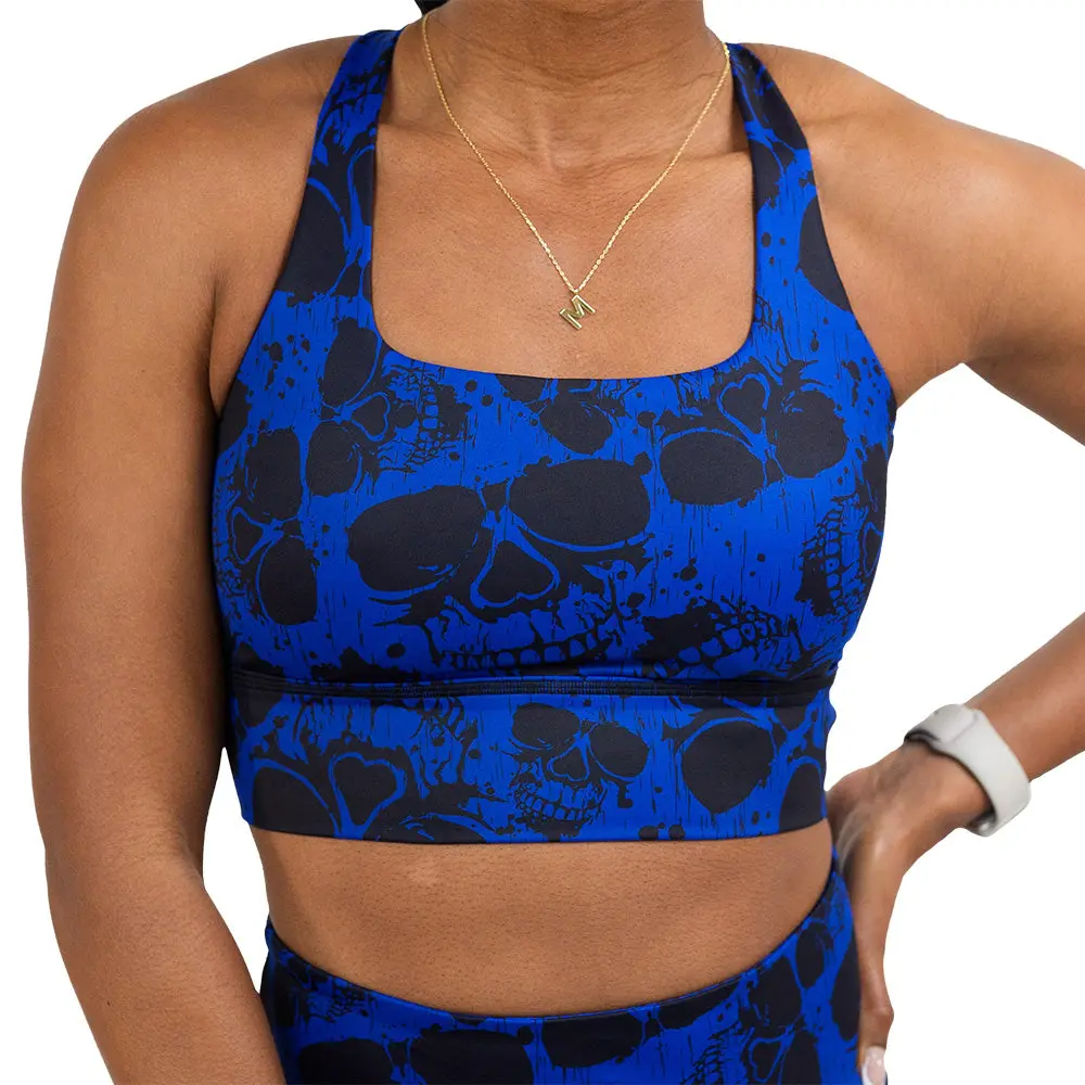 CVG Longline Bra Cobalt Skulls Blue Fit, Workout Bra, Sportswear Bra