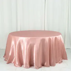 Satin Round Tablecloth 132" Dusty Rose - Seamless Table Cover