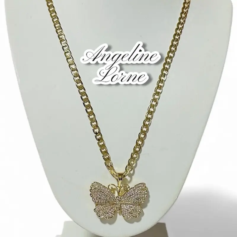 Cadena cubano mariposa size 24 Inch Laminado 14k capas Oro Real Uso Diario