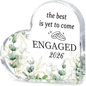 Heart-Shaped Acrylic Engagement Keepsake - Gift for Newly Engaged Couples,Bride,Her-to-Be & Fiance,Romantic 2026 Wedding Decor & Anniversary Ornament