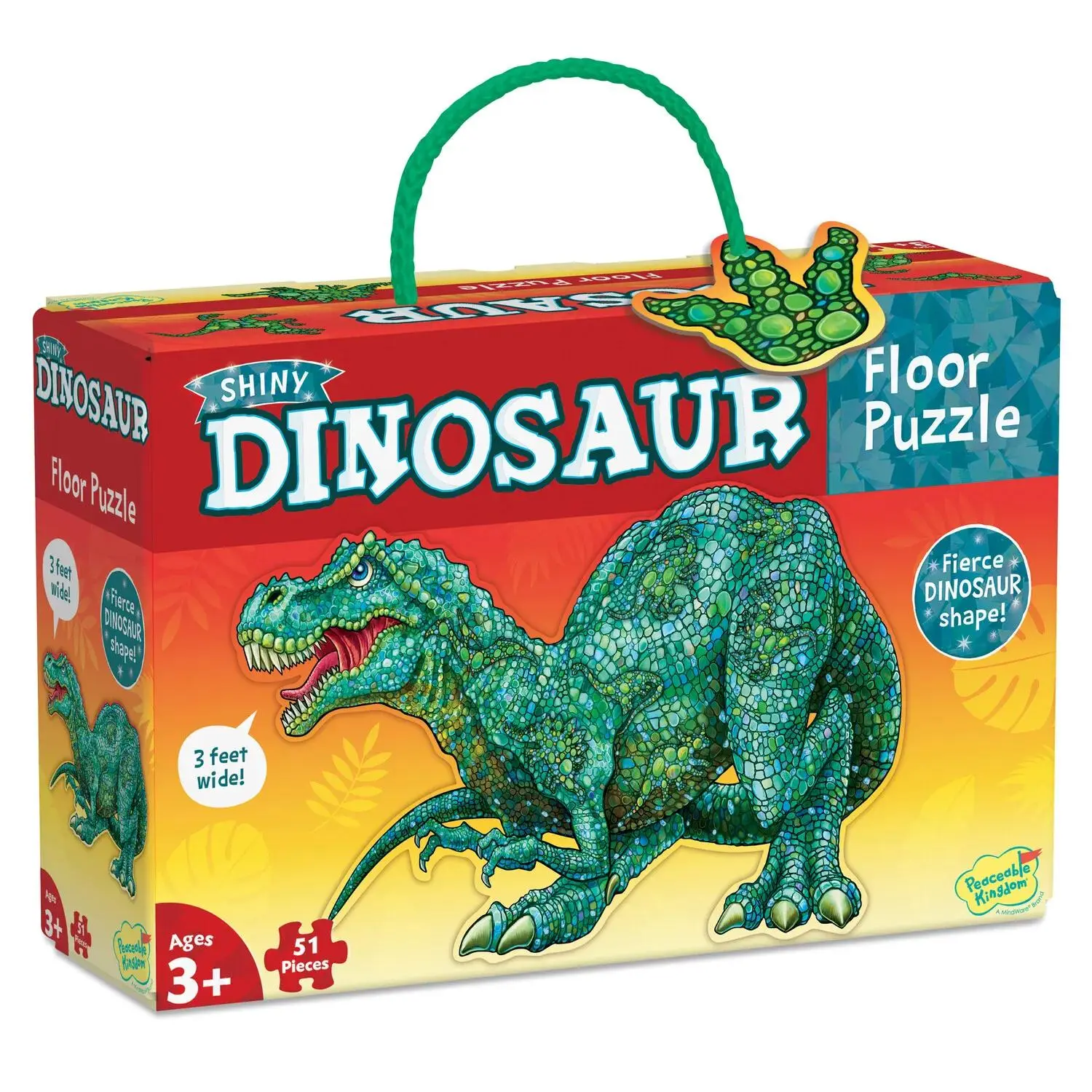 Peaceable Kingdom Dinosaur Floor Puzzle — 51-Piece Shaped Puzzle for Ages 3+