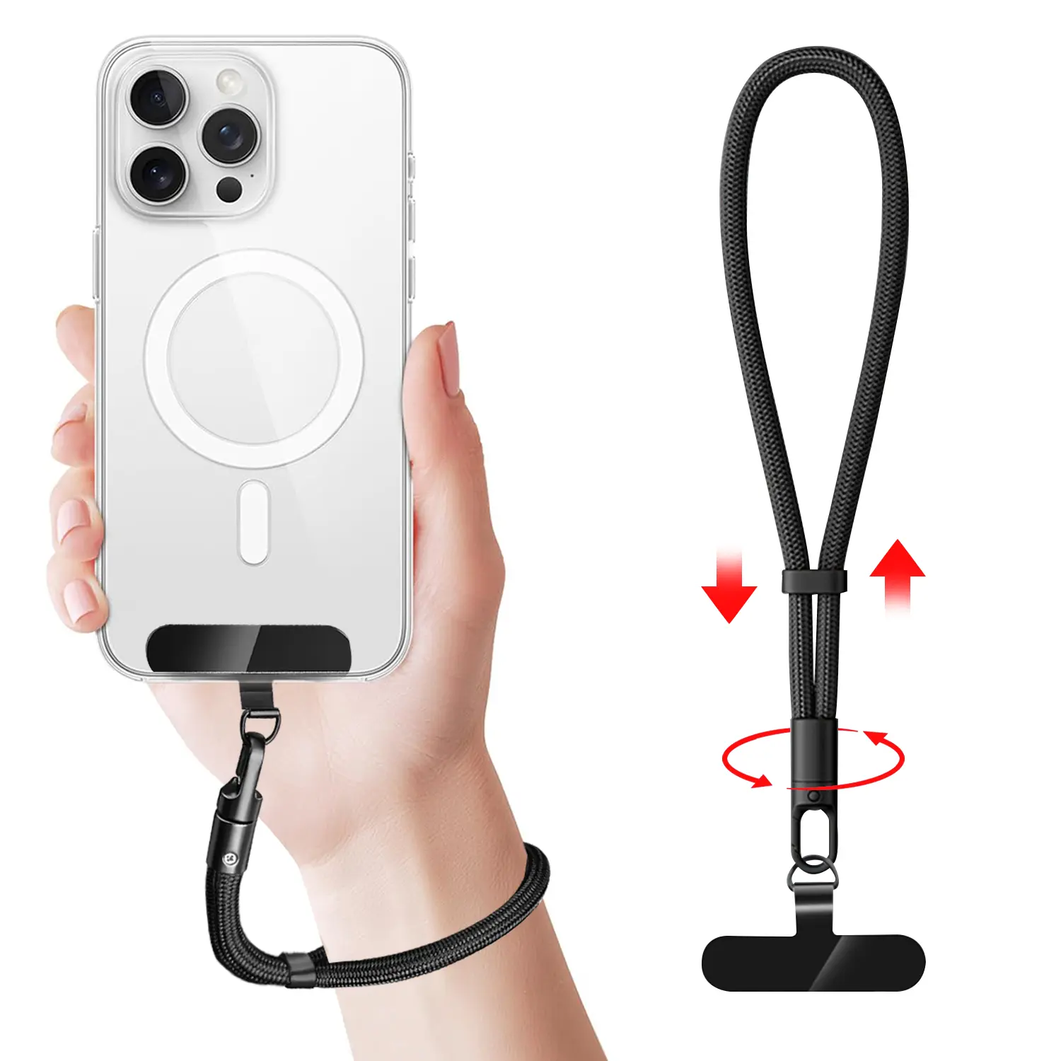 Unisex Adjustable Cell Phone Hand Wrist Strap - 1 Pack, 6.3in Length, Phone Chain Wristlet, Wristlet for Smartphones, Cellphone Case Accessory, Smartphone, Accessories