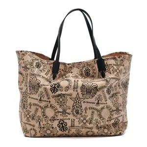 Chrome Hearts Stencil Logo Print Beach Tote Bag - Beige Black, Women's Luggage & Bag, Beach Bag