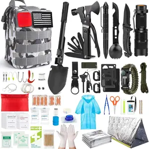 Survival Kit, 294 Pcs Survival Gear First Aid Kit with System  Bag and Emergency Tent, Emergency Kit  Earthquake, Outdoor Adventure, Hiking, Hunting, Gifts  Men Women
