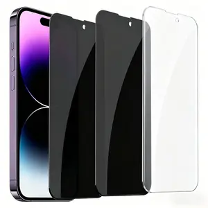 3 PCS Screen Protector for iPhone - 2 Privacy + 1 Clear, 9H Tempered Glass, Anti-Spy 28°, Anti-Scratch, Bubble-Free & Dust-Free Installation, Fingerprint Resistant Full Coverage Ultra-Smooth Touch, Privacy Protection,  Easy Installation