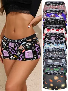 10-Pack Women's Cartoon Printed Underwear Set, Soft Comfortable Skin-Friendly Briefs, Elastic Waistband, All-Season Wear