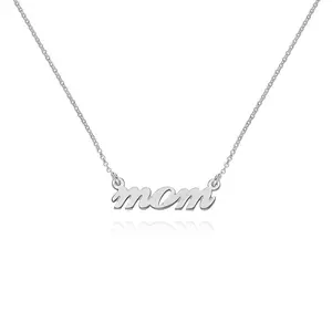 Mom Cursive Necklace in Sterling Silver