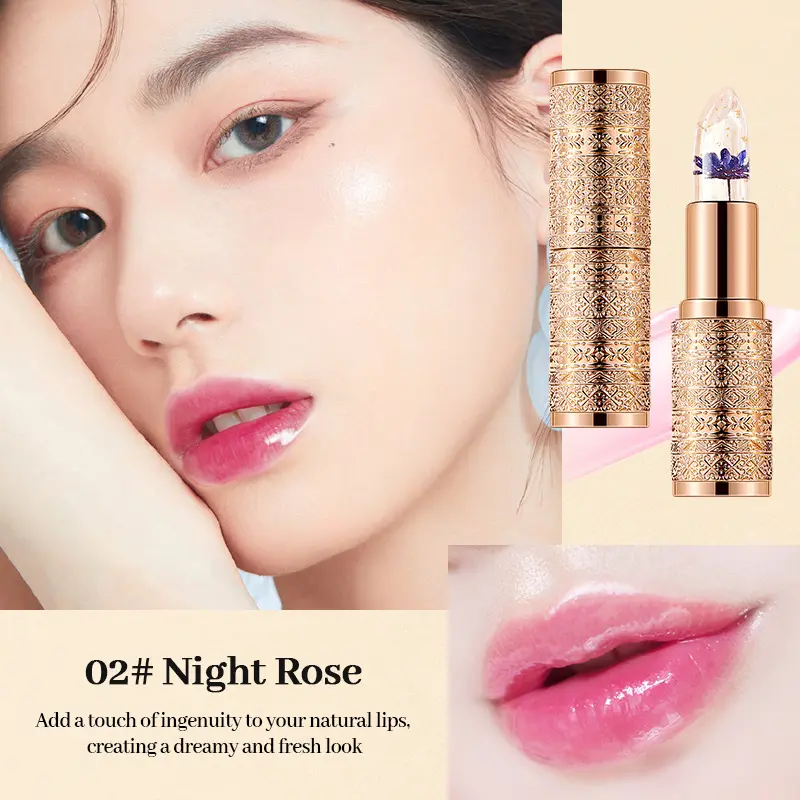 Transparent Petal Color Changing Lipstick Makeup Set Waterproof Long Lasting Moisturizing Lip Tint Temperature Changing Lip Glossy Cosmetic for Girls & Women, Valentines Day gift