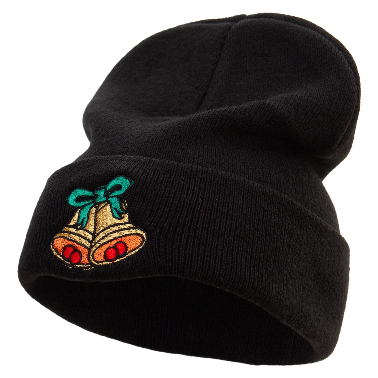Christmas Ring Bell Icon Embroidered Big Size Acrylic Long Beanie