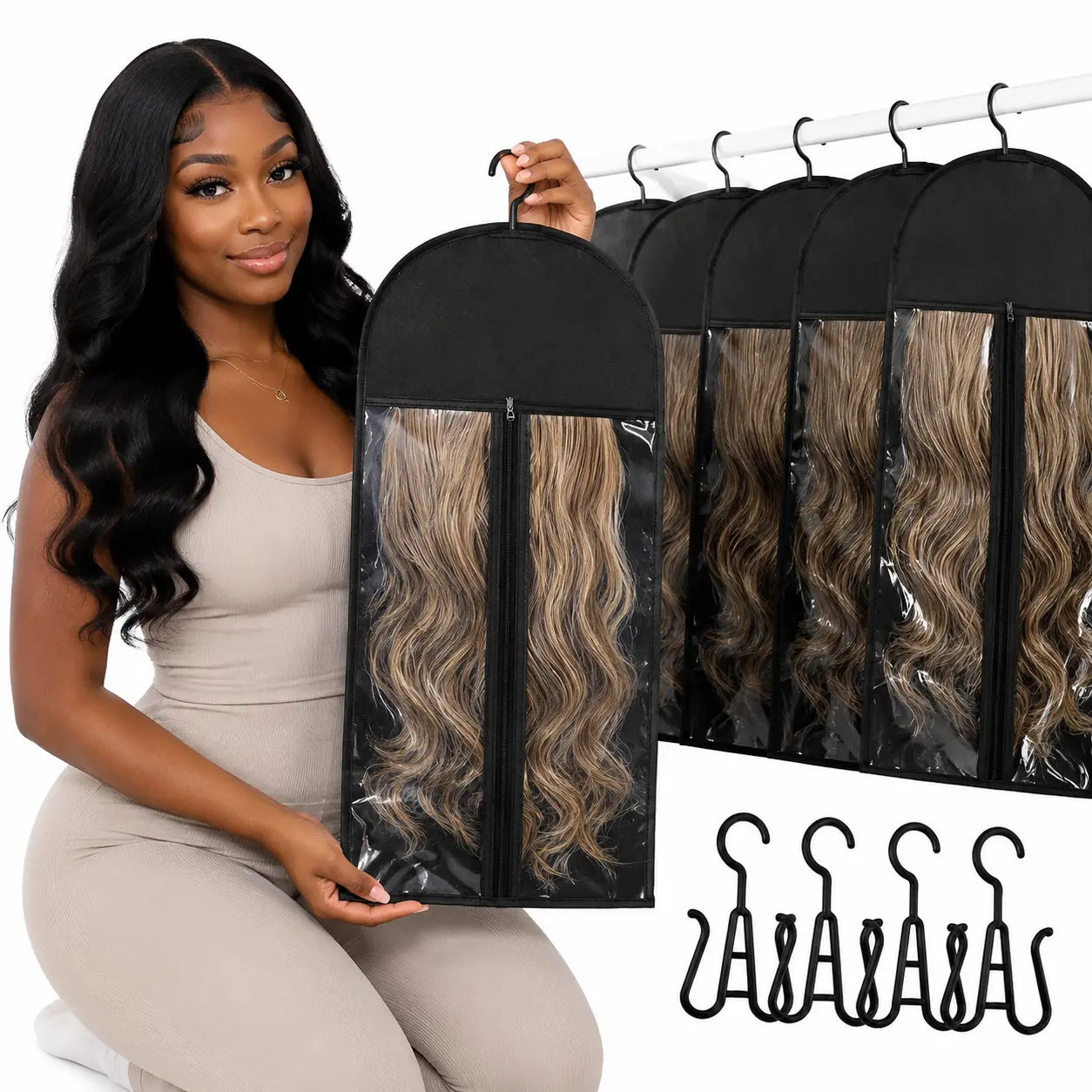 6PCS Plastic Wig Storage Bags 2026 New, Dust-Proof Home Care Dust Covers to Organize, Boost Visibility and Solve Storage Issues