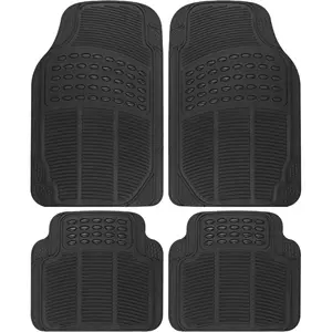 Car floor mats, floor mats,4-Piece All-Weather Car Mat with Universal Fit Design, Durable Rubber Car Floor Mats with Capture Ridges, Waterproof for Cars Trucks SUV (Black) diamond  floor  mats mats  for  car trimmable  car  floor  mats