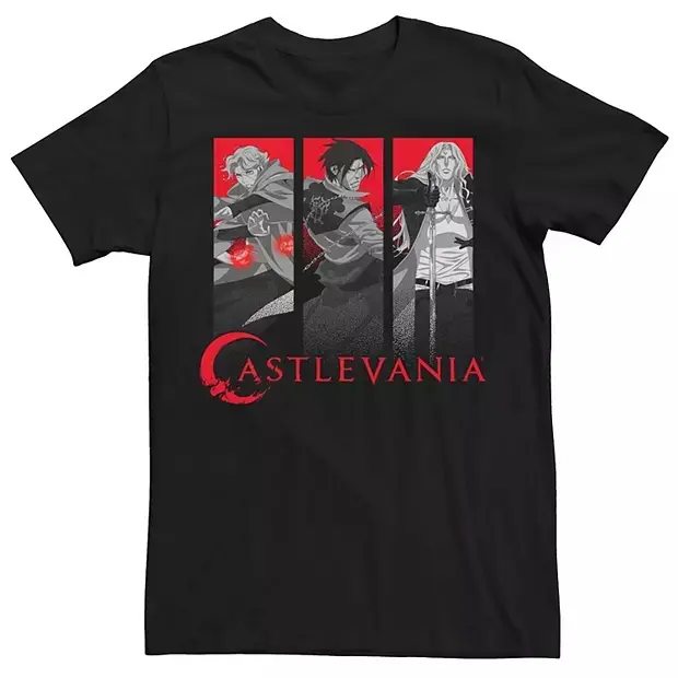 Women's Fitted Short-Sleeve Breathable Natural Garment, Netflix Castlevania Trio Panels T-Shirt