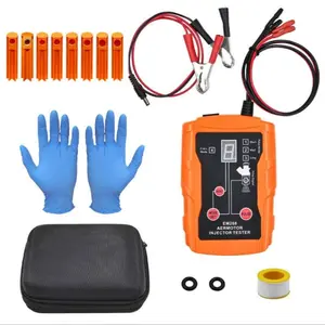 Universal Fuel Injector Tester, DIY test Tool, 8 Pulse Modes, 4 Wire Dual Channel for 2 Fuel Injectors, 8 Size Cleaning Adapters, 12V/5V Output Power