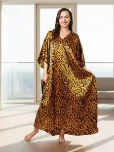 Up2date Fashion Women's Satin Caftan/kaftan, Classic Animal Print, Multiple Print One Size