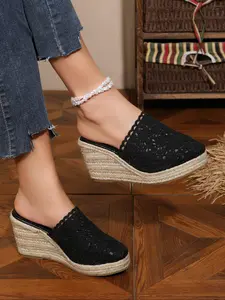 Women's Fashionable Espadrilles Wedge Heels Sandals, Casual Comfortable Breathable Slip on Sandals for Daily Wear, Lightweight Breathable Shoes for Women & Girls, Summer