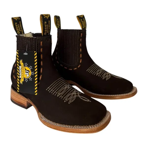 Stephy’s Boots Women's Cowgirl Ankle Boots with Square Toe Genuine Leather, Botin Dama 100% Piel