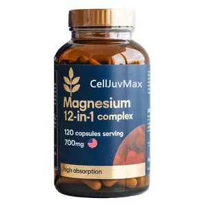 12 in 1 Magnesium Complex 700mg with 9 Forms Including Glycinate and Citrate for Muscle Heart and Relaxation Support Vegan Capsules