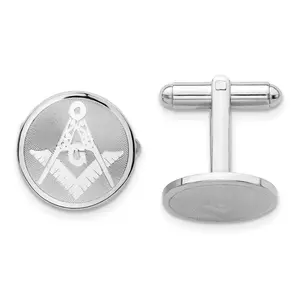 Kelly Waters Rhodium-Plated Round Masonic Cufflinks