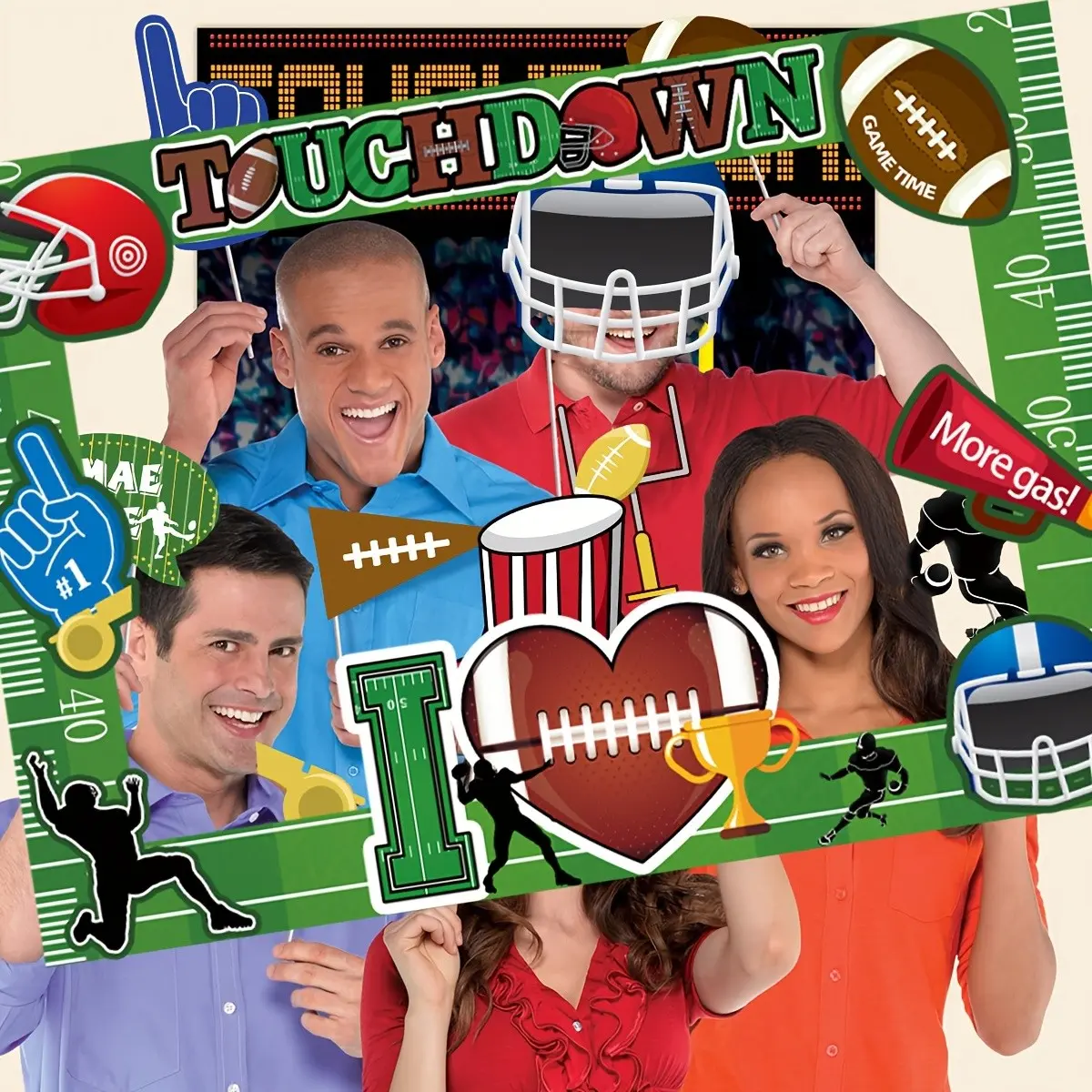 26Pcs Football Party Photo Booth Props Kits 25PCS PHOTO PROPS +1PC PHOTO FRAM for Super Football Bowl Party Photo Booth Props Kit Touchdown Party Supplies and Decorations Party Accessories Party Event Props
