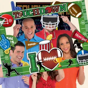 26Pcs Football Party Photo Booth Props Kits 25PCS PHOTO PROPS +1PC PHOTO FRAM for Super Football Bowl Party Photo Booth Props Kit Touchdown Party Supplies and Decorations Party Event Props